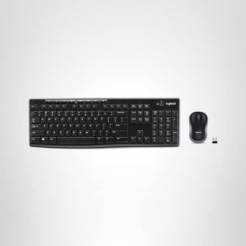 - Logitech MK270 Wireless Keyboard and Mouse Combo for Windows, 2.4 GHz, 8 Multimedia Keys, PC, Laptop, Wireless Keyboard Compact Mouse Combo - Rose