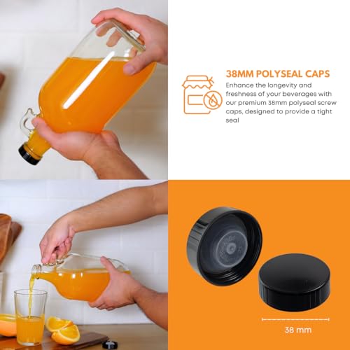 - Fastrack 4-Pack 1 Gallon Glass Jug Set (128 oz) w/ Polyseal Caps | Multipurpose 1 Gallon Jug, & Detergent Dispenser for Laundry, Glass Jar for Liquids, Water & Juice