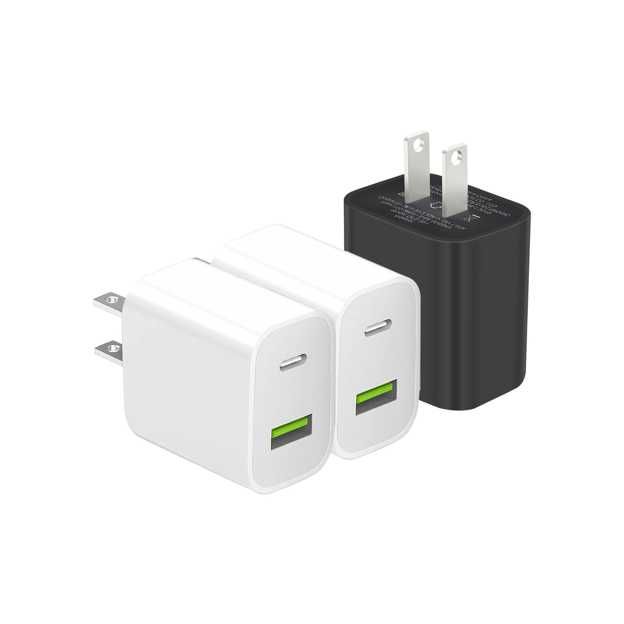 - 2 Pack USB C Charger Block, Dual Port Type C Wall Charger Fast Charging 20W Power Adapter Cube for iPhone 14/14 Pro/14 Pro Max/14 Plus/13/12/11, XS/XR/X, iPad, Samsung, More