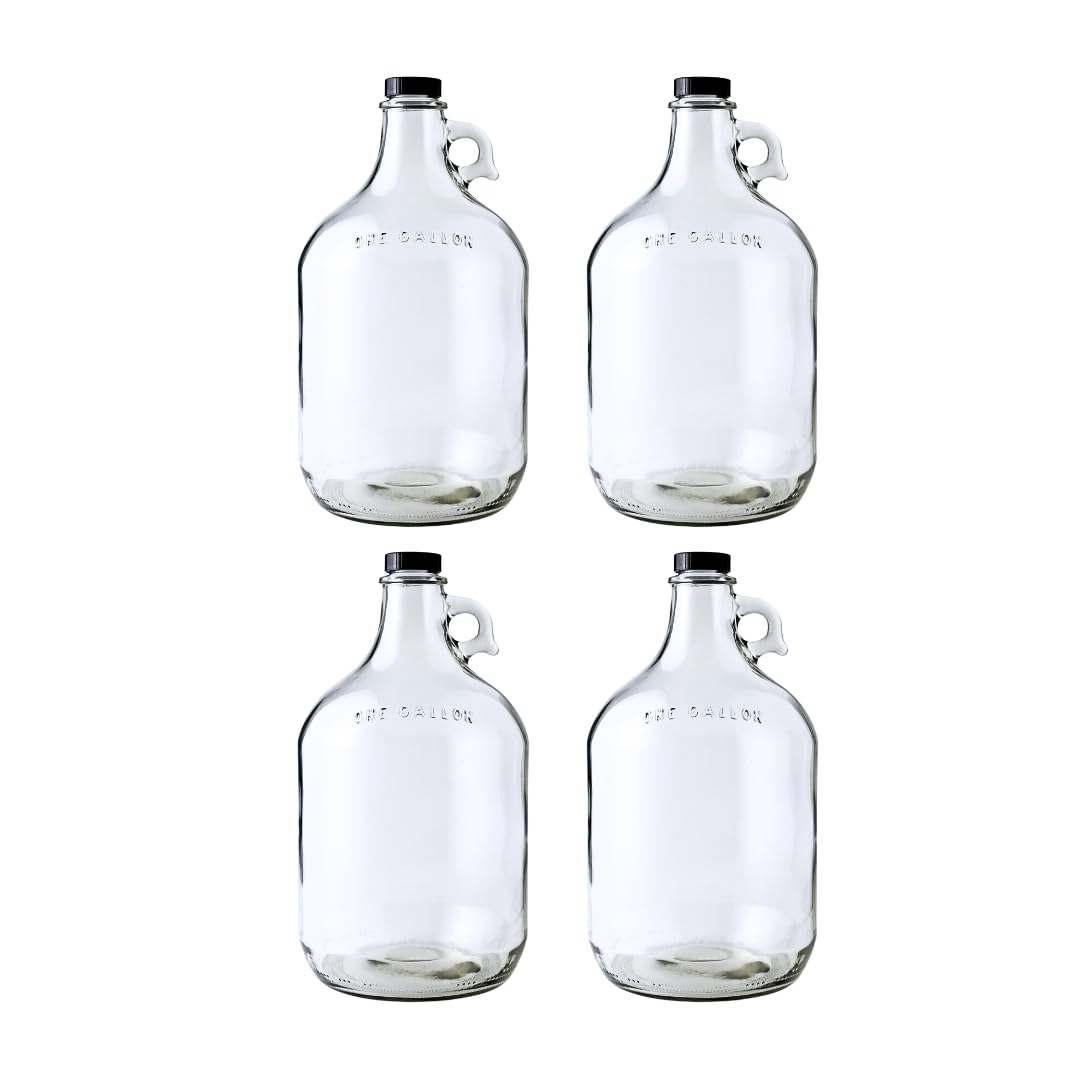 - Fastrack 4-Pack 1 Gallon Glass Jug Set (128 oz) w/ Polyseal Caps | Multipurpose 1 Gallon Jug, & Detergent Dispenser for Laundry, Glass Jar for Liquids, Water & Juice