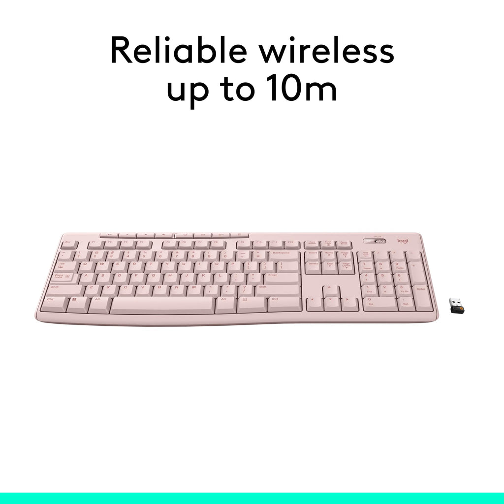 - Logitech MK270 Wireless Keyboard and Mouse Combo for Windows, 2.4 GHz, 8 Multimedia Keys, PC, Laptop, Wireless Keyboard Compact Mouse Combo - Rose