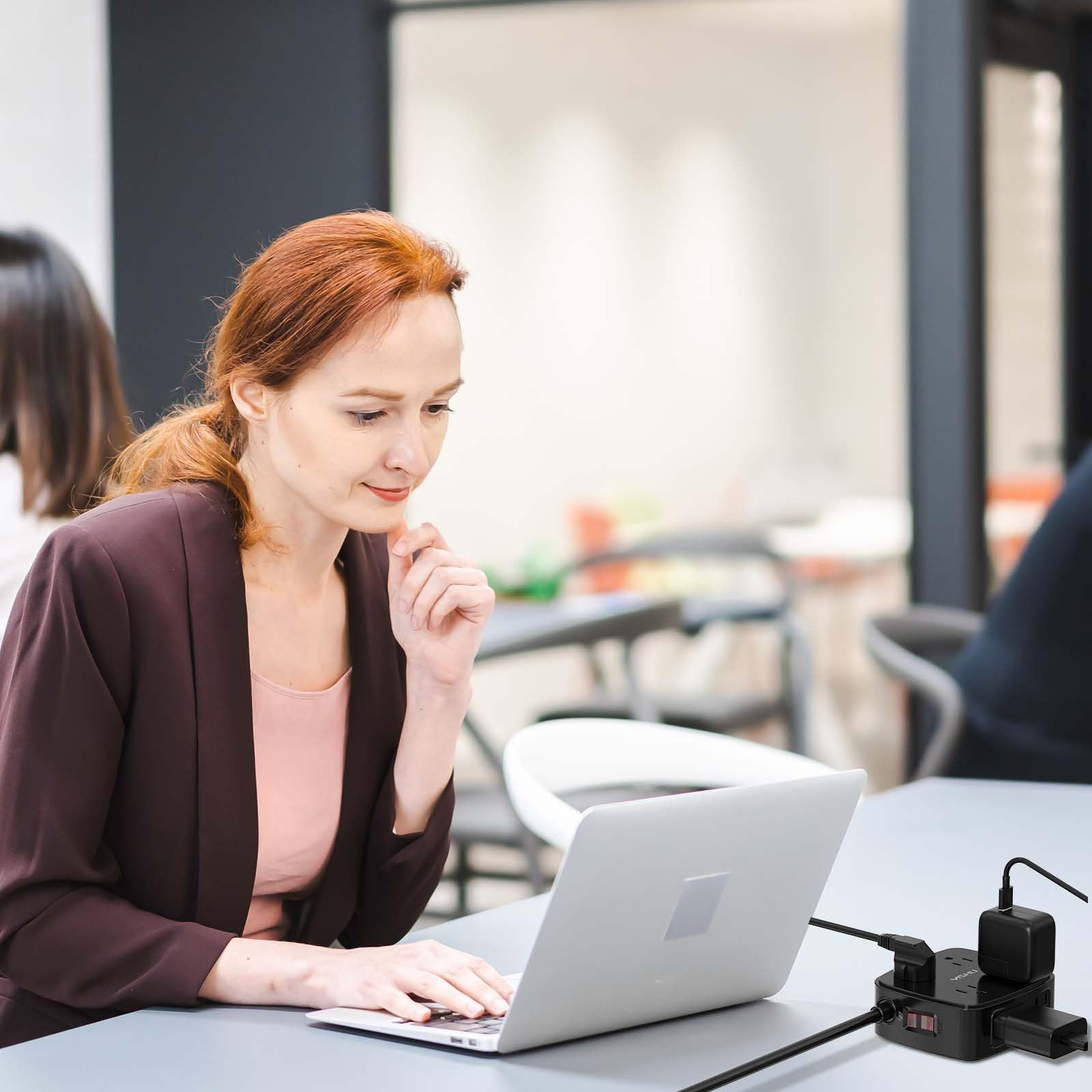 - 5Ft Surge Protector Power Strip - 8 Widely Outlets with 4 USB Ports, 3 Side Outlet Extender with 5 Feet Extension Cord, Flat Plug, Wall Mount, Desk USB Charging Station, ETL,White