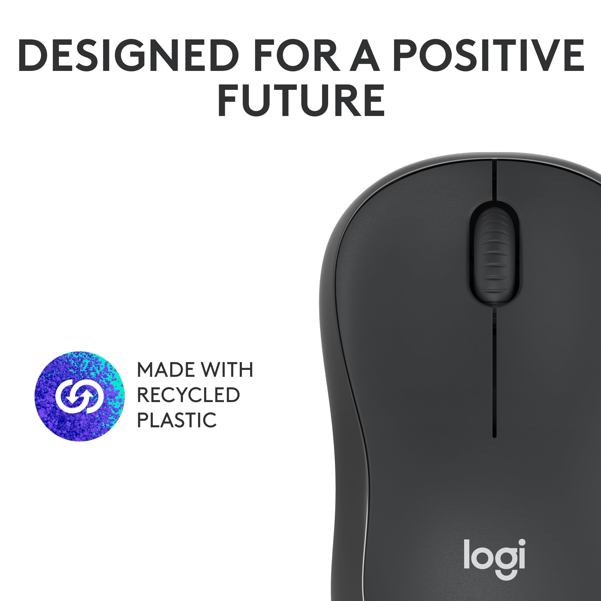 - Logitech M185 Wireless Mouse, 2.4GHz with USB Mini Receiver, 12-Month Battery Life, 1000 DPI Optical Tracking, Ambidextrous PC/Mac/Laptop - Swift Grey
