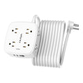 - 5Ft Surge Protector Power Strip - 8 Widely Outlets with 4 USB Ports, 3 Side Outlet Extender with 5 Feet Extension Cord, Flat Plug, Wall Mount, Desk USB Charging Station, ETL,White