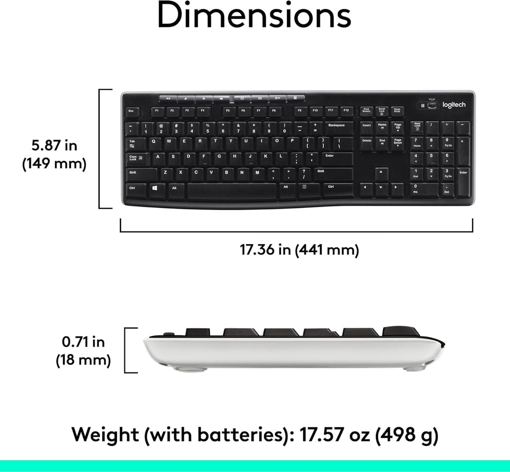 - Logitech MK270 Wireless Keyboard and Mouse Combo for Windows, 2.4 GHz, 8 Multimedia Keys, PC, Laptop, Wireless Keyboard Compact Mouse Combo - Rose