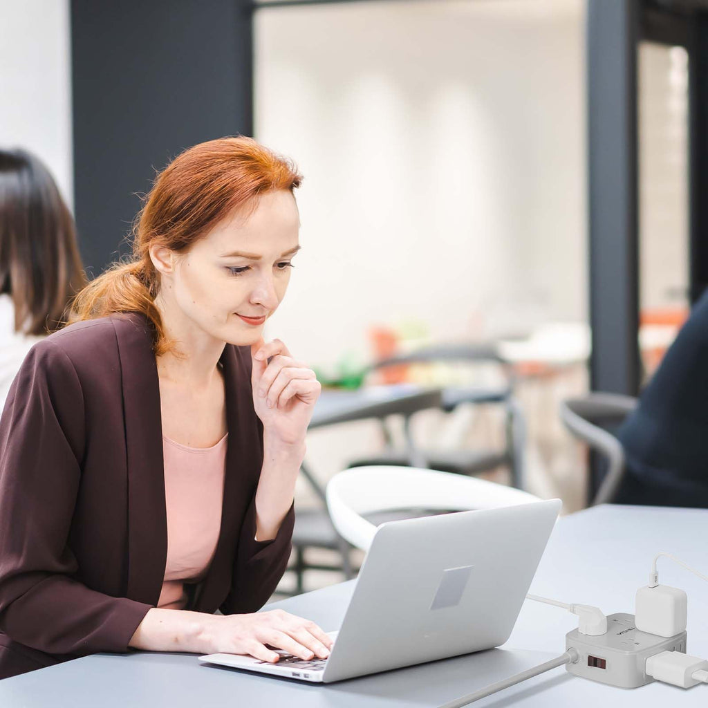 - 5Ft Surge Protector Power Strip - 8 Widely Outlets with 4 USB Ports, 3 Side Outlet Extender with 5 Feet Extension Cord, Flat Plug, Wall Mount, Desk USB Charging Station, ETL,White