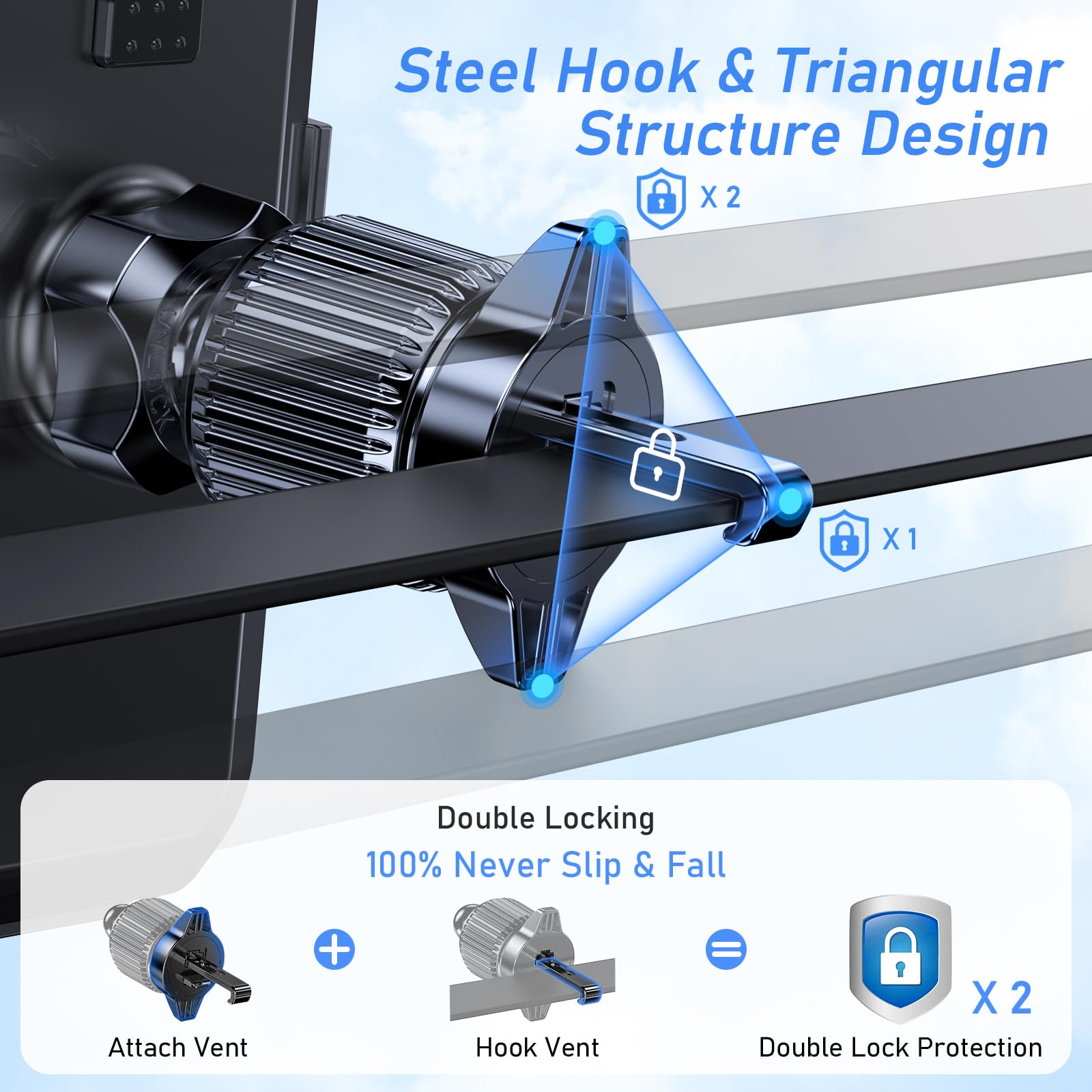 - Blukar Car Phone Holder Mount, Super Stable Air Vent Cell Phone Car Mount with 2025 Metal Hook Clip, 360° Rotation,One Button Release for iPhone, Galaxy, Google, and All Other Smartphones