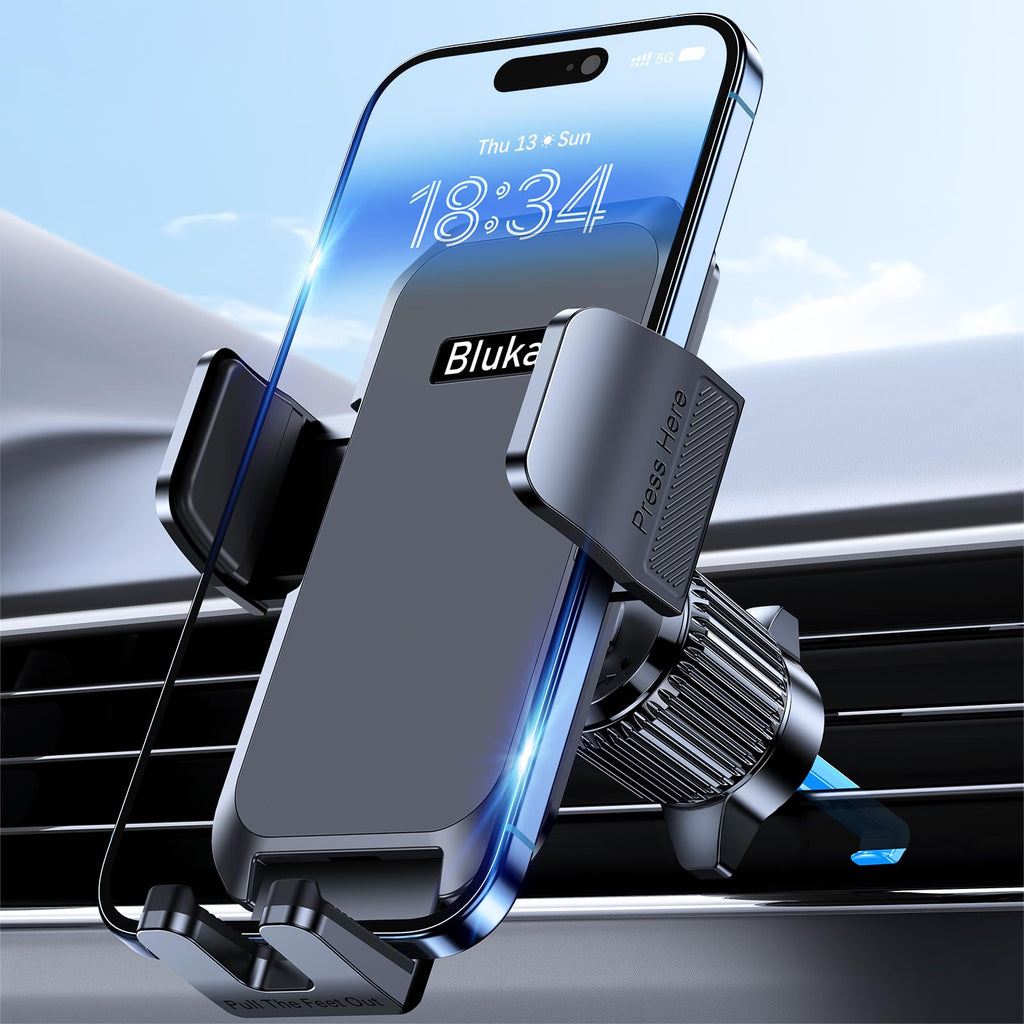 - Blukar Car Phone Holder Mount, Super Stable Air Vent Cell Phone Car Mount with 2025 Metal Hook Clip, 360° Rotation,One Button Release for iPhone, Galaxy, Google, and All Other Smartphones