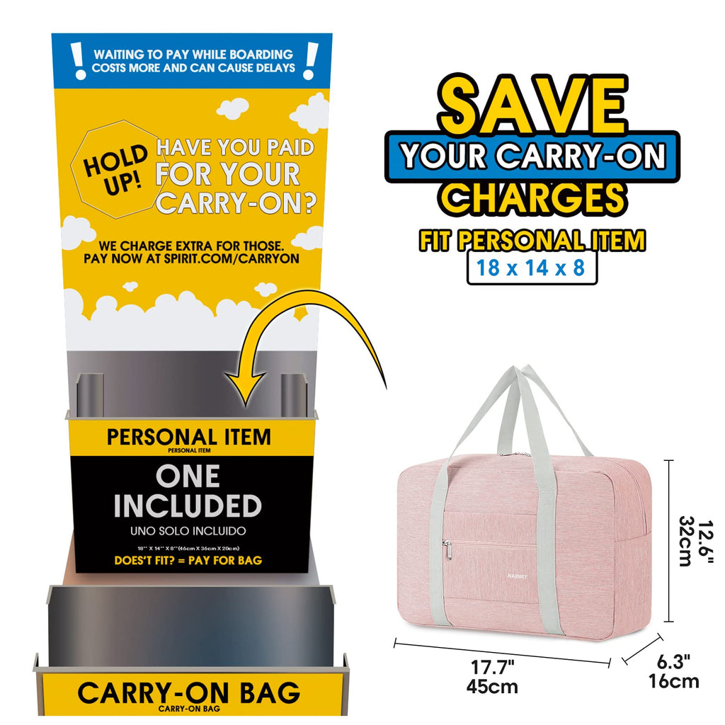 - For Spirit Airlines Personal Item Bag 18x14x8 Foldable Travel Duffel Bag Tote Carry on Luggage Duffle Overnight for Women and Men