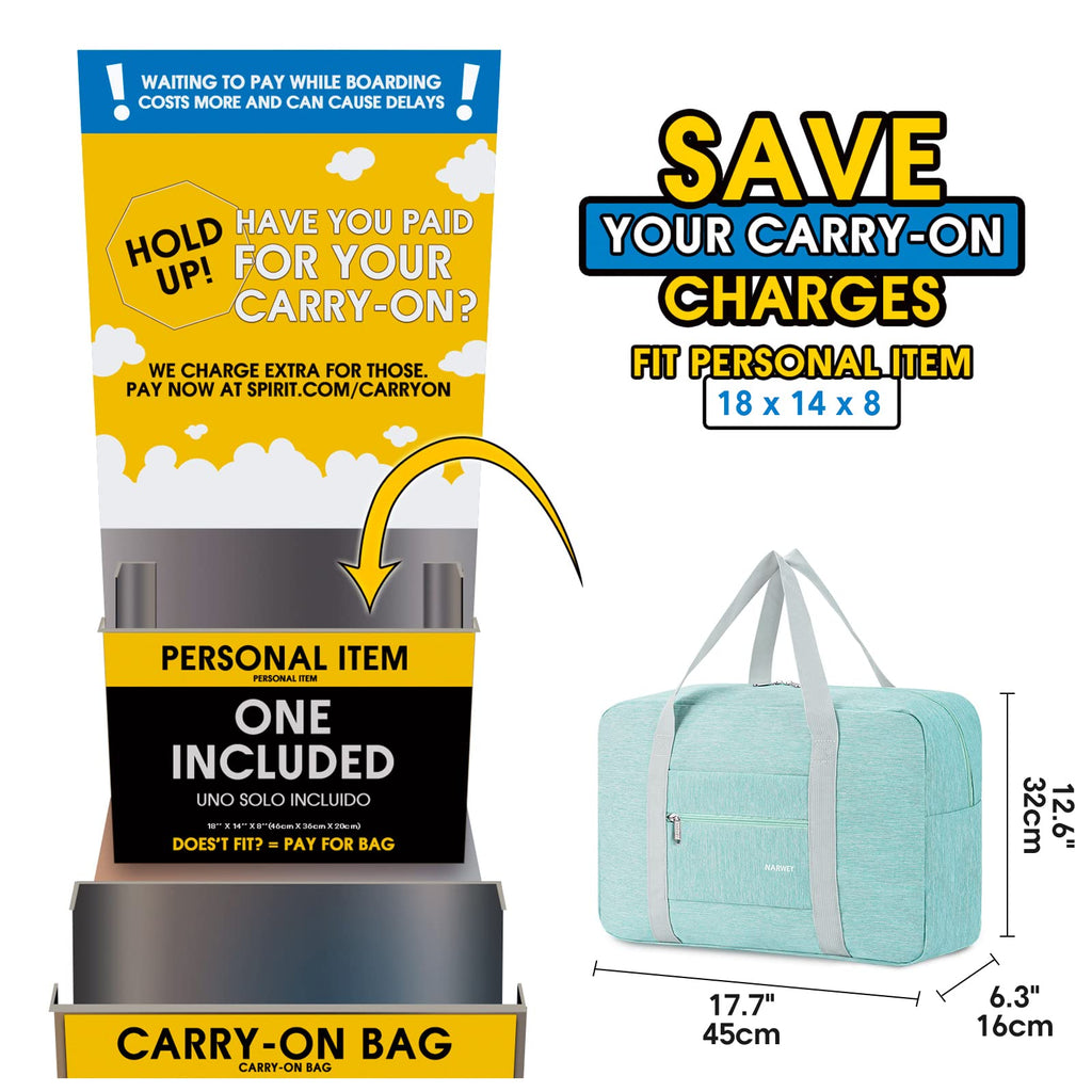 - For Spirit Airlines Personal Item Bag 18x14x8 Foldable Travel Duffel Bag Tote Carry on Luggage Duffle Overnight for Women and Men
