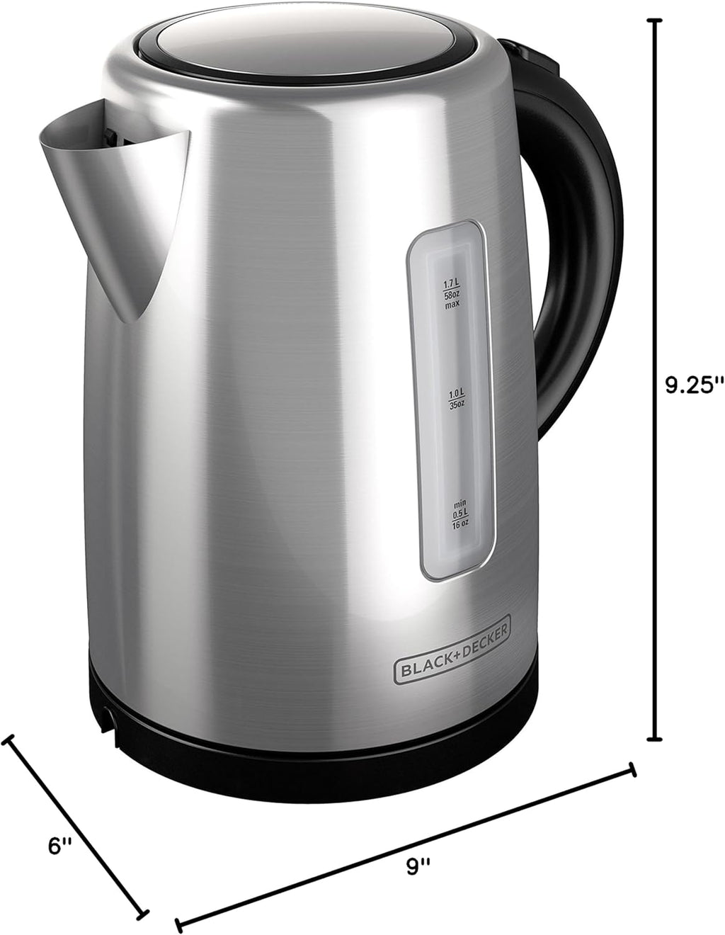 - BLACK+DECKER 1.7L Cordless Kettle, Silver, KE2000SD