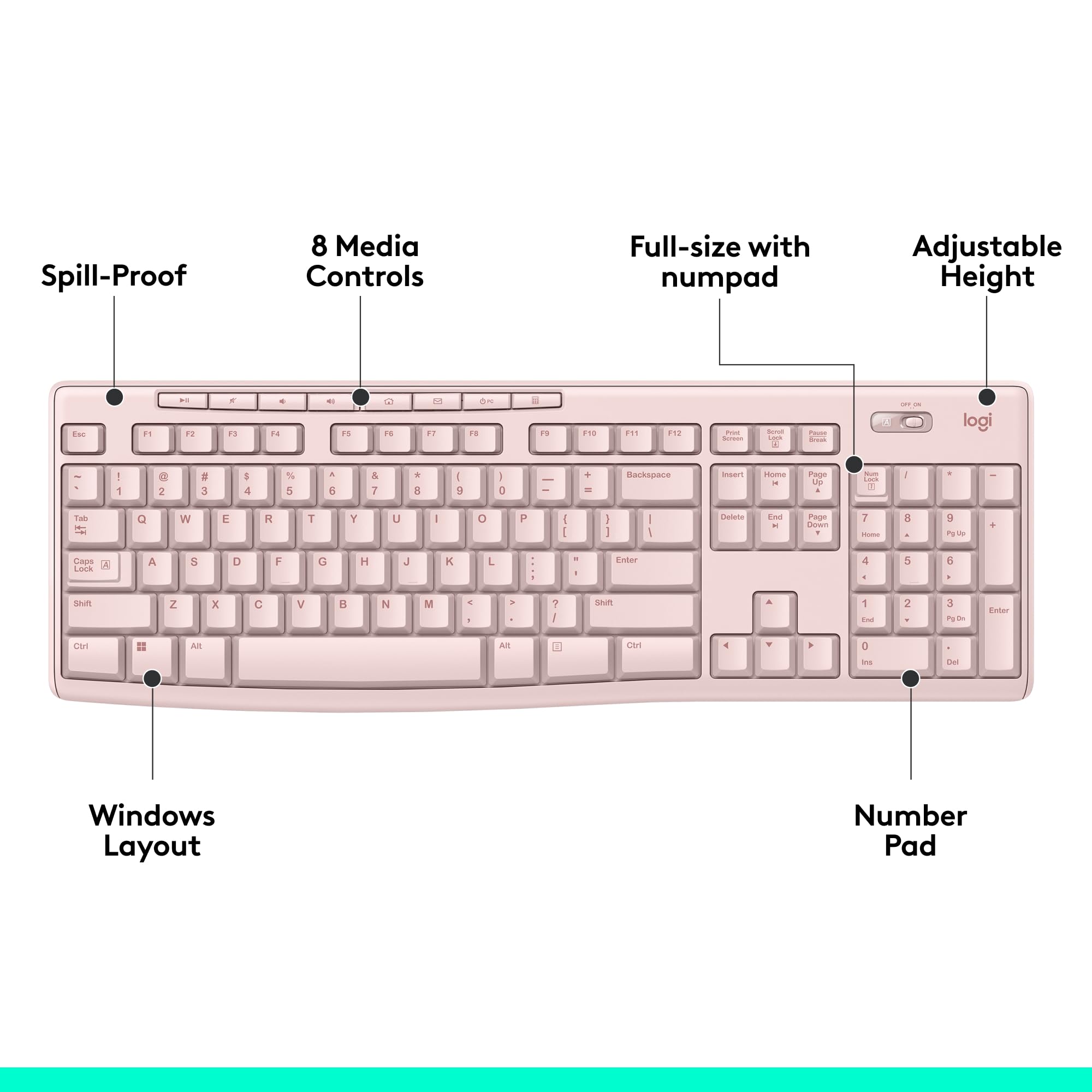 - Logitech MK270 Wireless Keyboard and Mouse Combo for Windows, 2.4 GHz, 8 Multimedia Keys, PC, Laptop, Wireless Keyboard Compact Mouse Combo - Rose