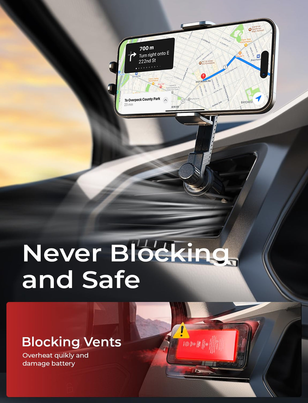 - LISEN Phone Mount for Car Vent [Never Blocking] Rotatable Car Phone Holder Air Vent Clip 2024 Hands Free Cell Phone Car Mount for iPhone 16 Pro Max Plus 15 14 13 Samsung Android, Pink