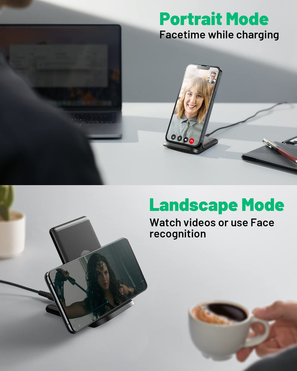 - [2-Pack] Wireless Charger, INIU 15W Qi-Certified Fast Wireless Charging Stand with Sleep-Friendly Adaptive Light Compatible with iPhone 16 15 14 13 12 Pro Max Plus Samsung Galaxy S22 S21 Note 20 etc