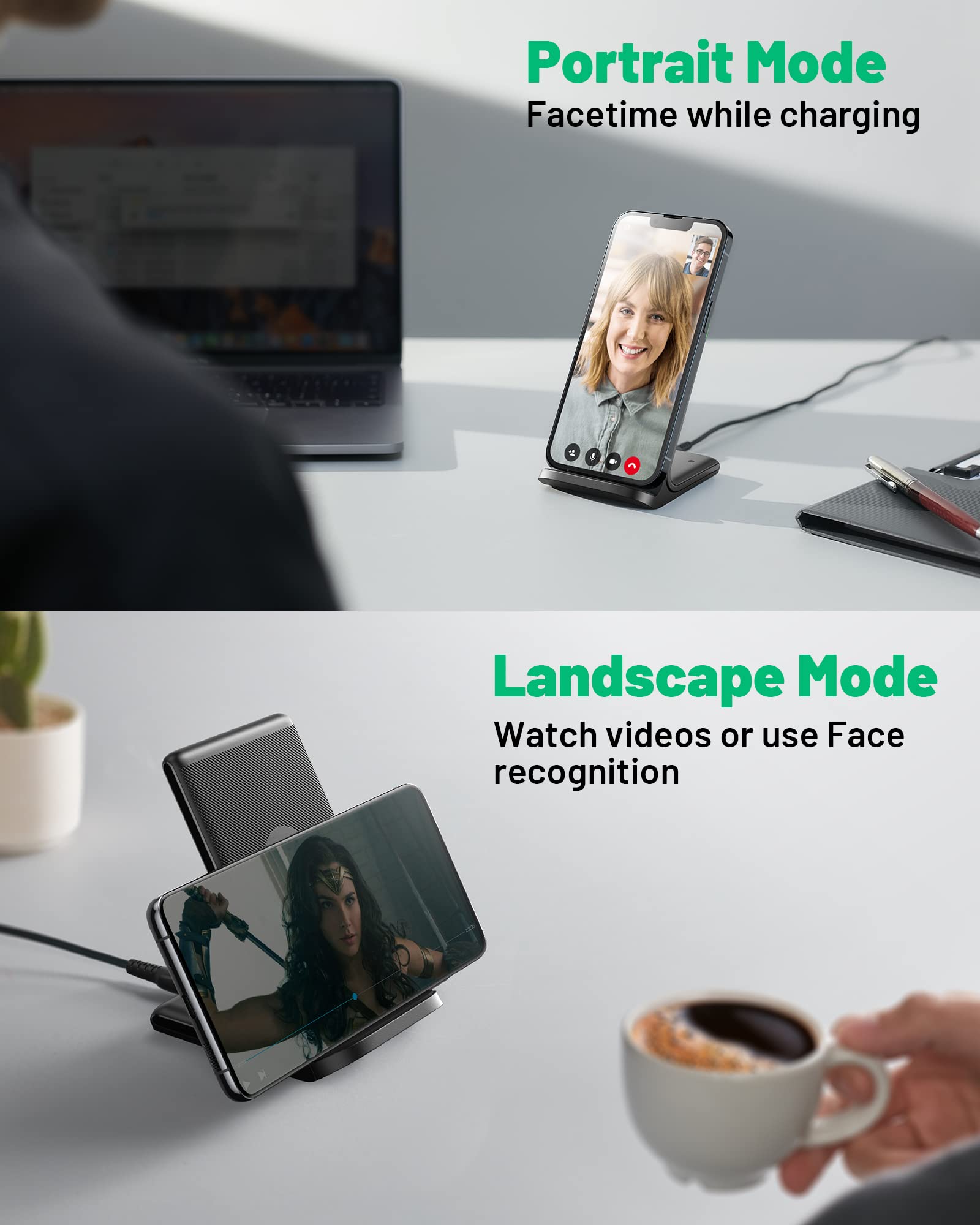 - [2-Pack] Wireless Charger, INIU 15W Qi-Certified Fast Wireless Charging Stand with Sleep-Friendly Adaptive Light Compatible with iPhone 16 15 14 13 12 Pro Max Plus Samsung Galaxy S22 S21 Note 20 etc