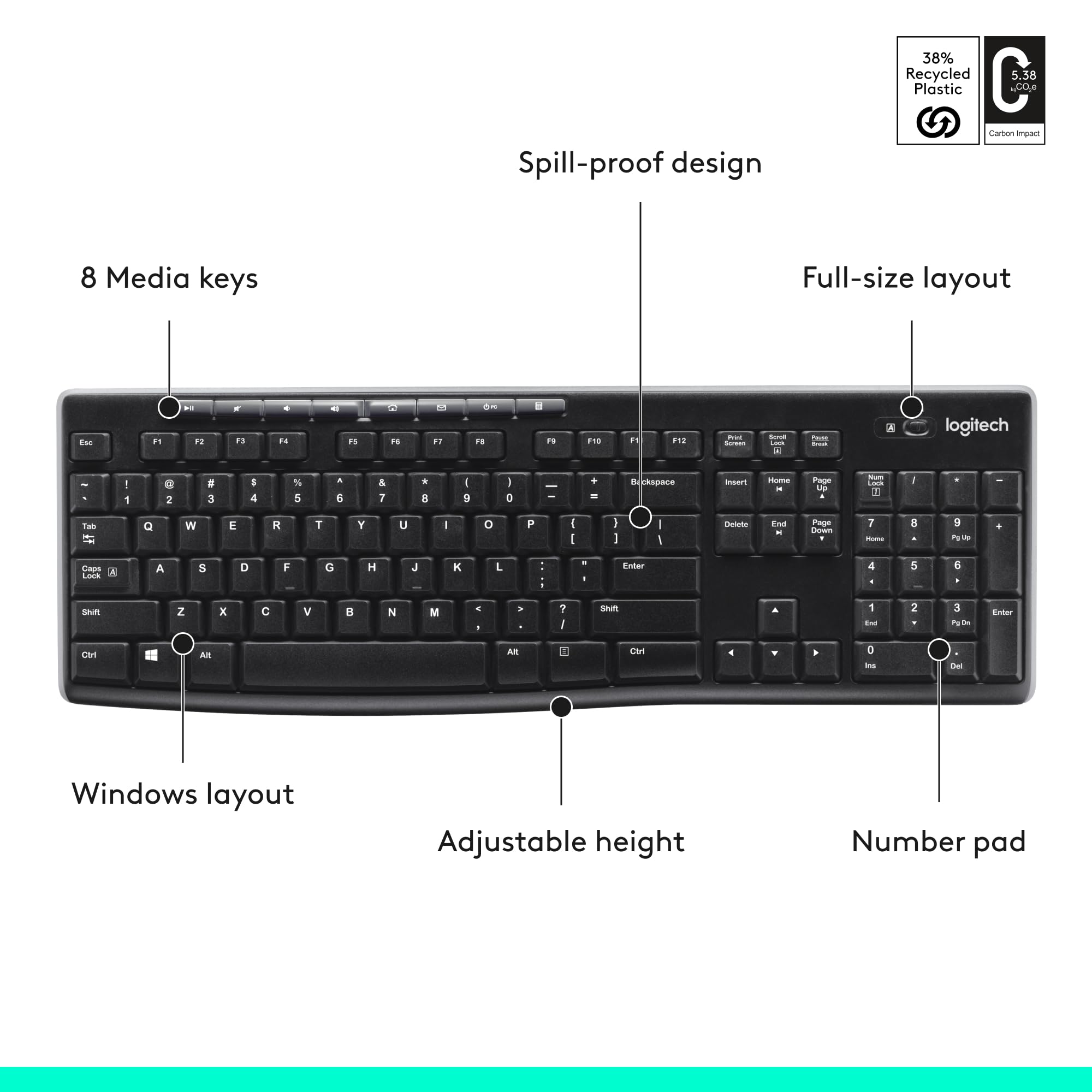 - Logitech MK270 Wireless Keyboard and Mouse Combo for Windows, 2.4 GHz, 8 Multimedia Keys, PC, Laptop, Wireless Keyboard Compact Mouse Combo - Rose