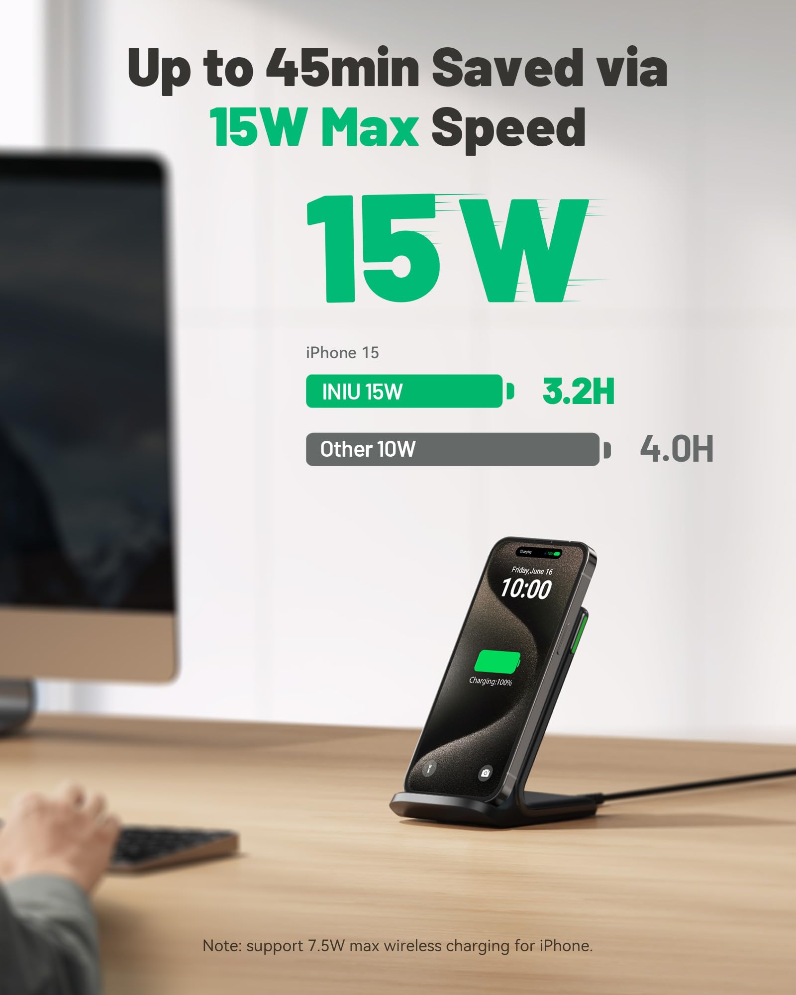 - [2-Pack] Wireless Charger, INIU 15W Qi-Certified Fast Wireless Charging Stand with Sleep-Friendly Adaptive Light Compatible with iPhone 16 15 14 13 12 Pro Max Plus Samsung Galaxy S22 S21 Note 20 etc