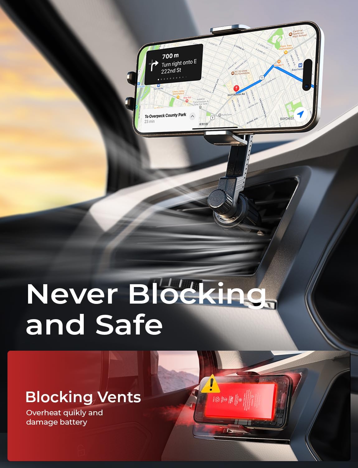 - LISEN Phone Mount for Car Vent [Never Blocking] Rotatable Car Phone Holder Air Vent Clip 2024 Hands Free Cell Phone Car Mount for iPhone 16 Pro Max Plus 15 14 13 Samsung Android, Pink