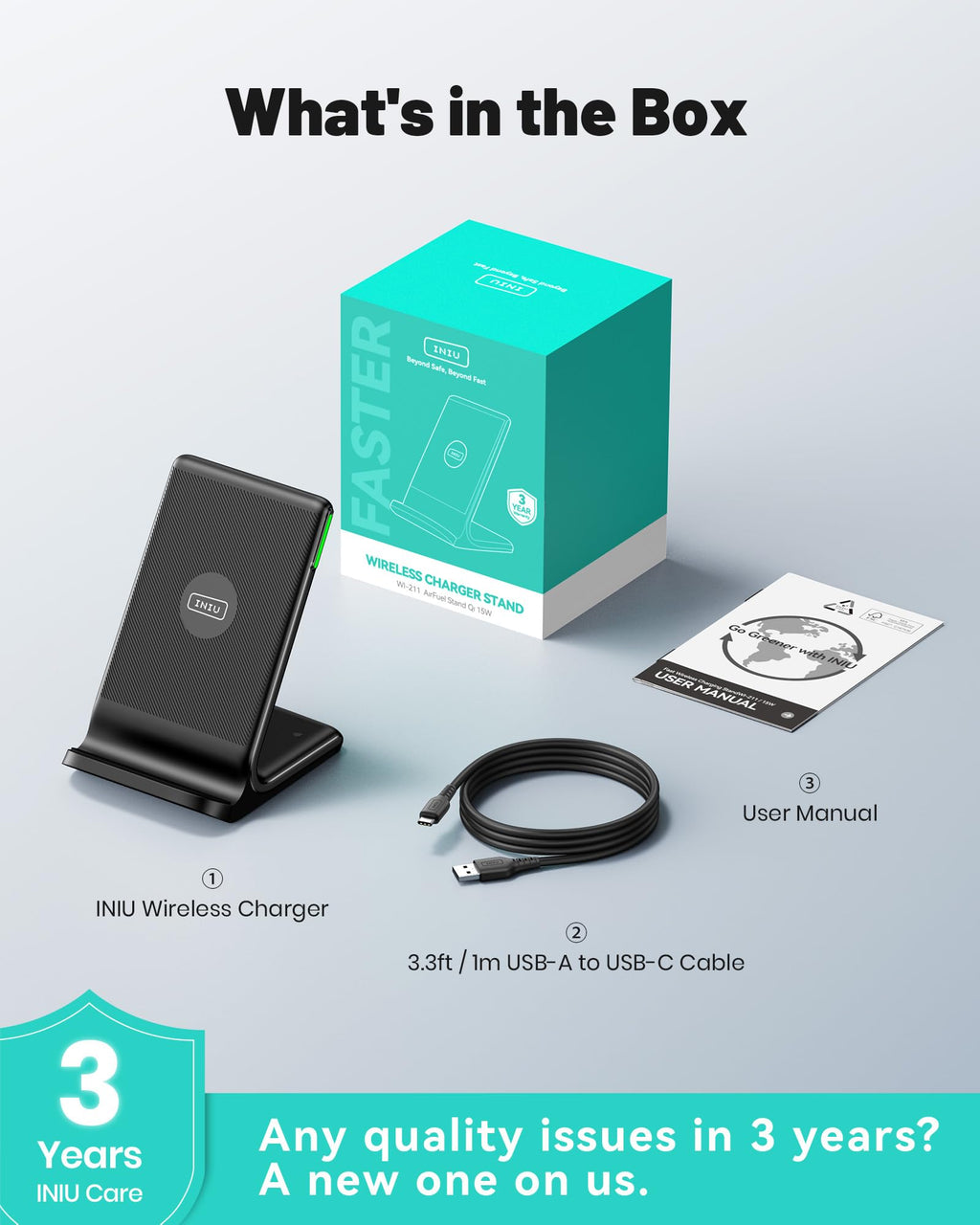 - [2-Pack] Wireless Charger, INIU 15W Qi-Certified Fast Wireless Charging Stand with Sleep-Friendly Adaptive Light Compatible with iPhone 16 15 14 13 12 Pro Max Plus Samsung Galaxy S22 S21 Note 20 etc