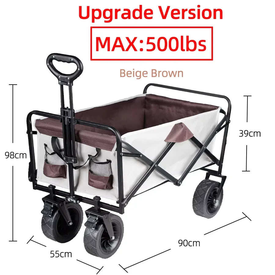 Heavy Duty Large Capacity Fold Wagon Collapsible Folding Utility Beach Trolley Portable Garden