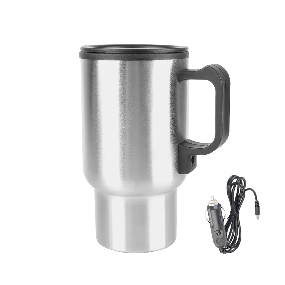 Camping Travel Kettle Vehicle Heating Cup 12V 450ml Stainless Steel Water Coffee Milk Thermal Mug Electric Heating Car Kettle