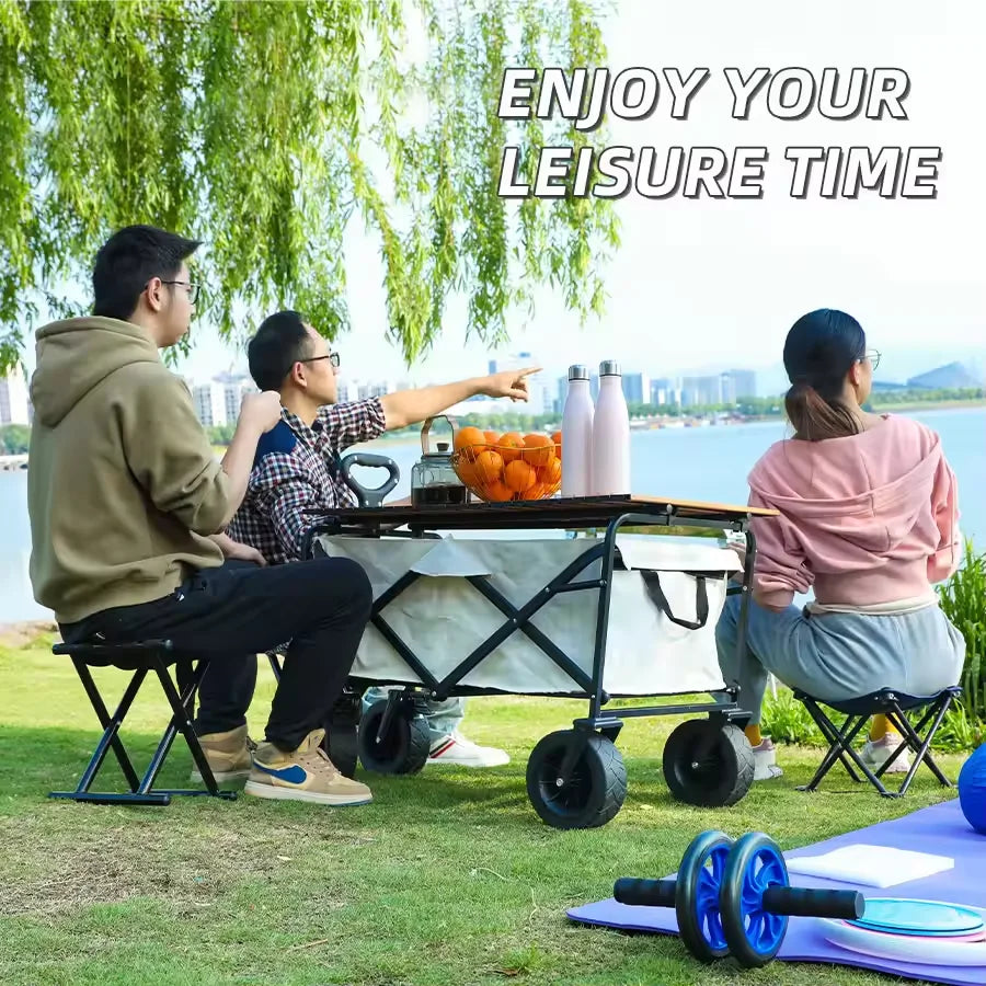 Heavy Duty Large Capacity Fold Wagon Collapsible Folding Utility Beach Trolley Portable Garden