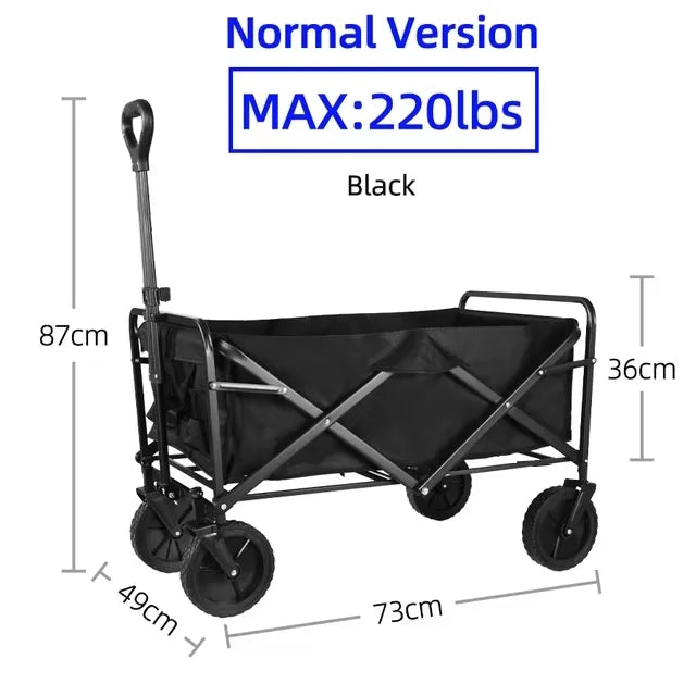 Heavy Duty Large Capacity Fold Wagon Collapsible Folding Utility Beach Trolley Portable Garden