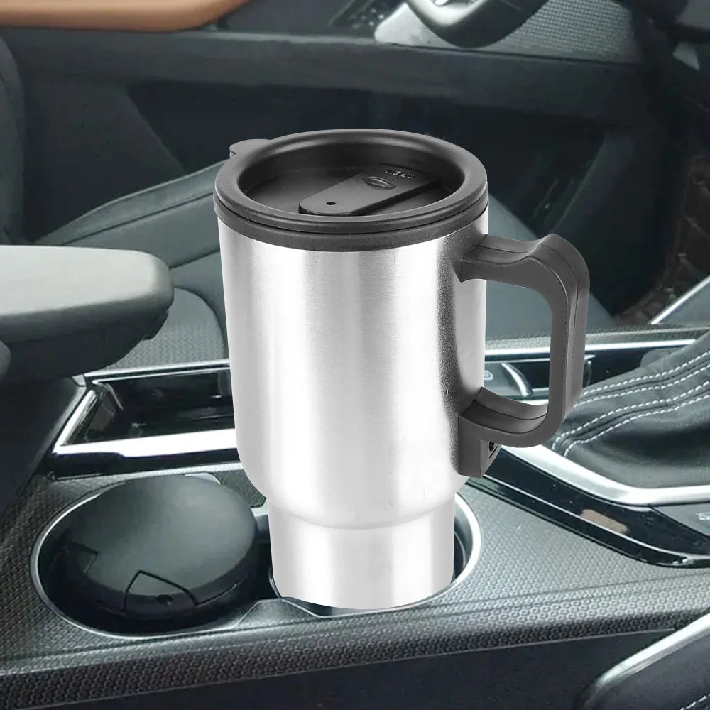 Camping Travel Kettle Vehicle Heating Cup 12V 450ml Stainless Steel Water Coffee Milk Thermal Mug Electric Heating Car Kettle