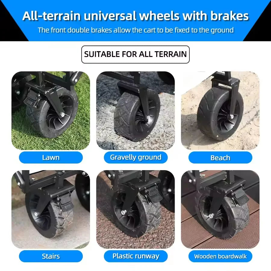 Heavy Duty Large Capacity Fold Wagon Collapsible Folding Utility Beach Trolley Portable Garden