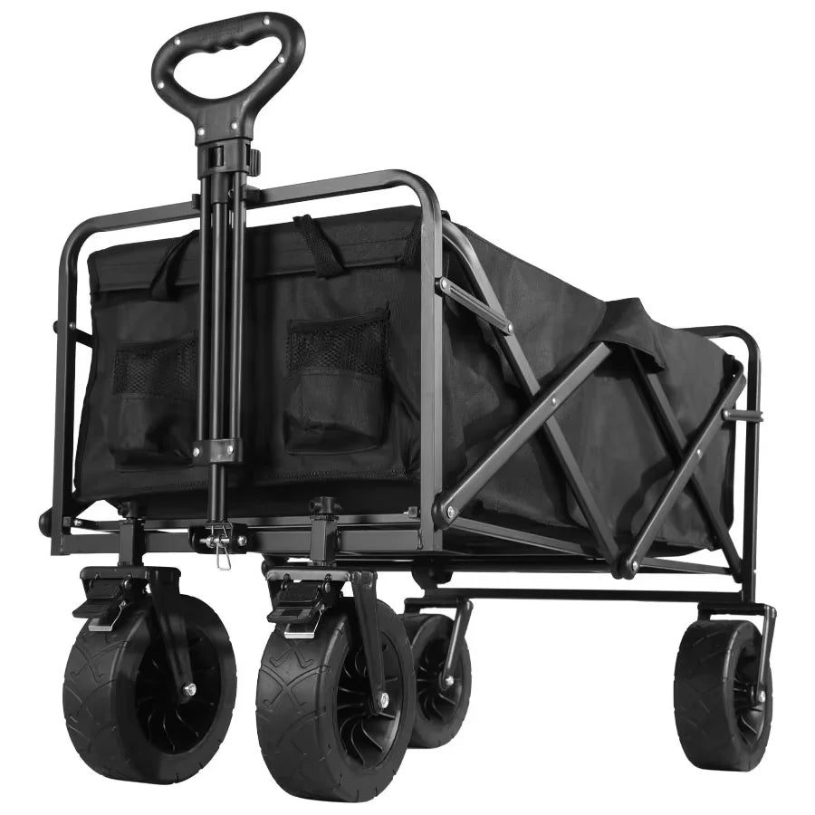 Heavy Duty Large Capacity Fold Wagon Collapsible Folding Utility Beach Trolley Portable Garden