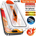 3pcs HD Tempered Glass Screen Protectors for iPhone 17 16 Pro Max 15 14 11 12 13 mini Scratch-Proof Dust-Free Installation
