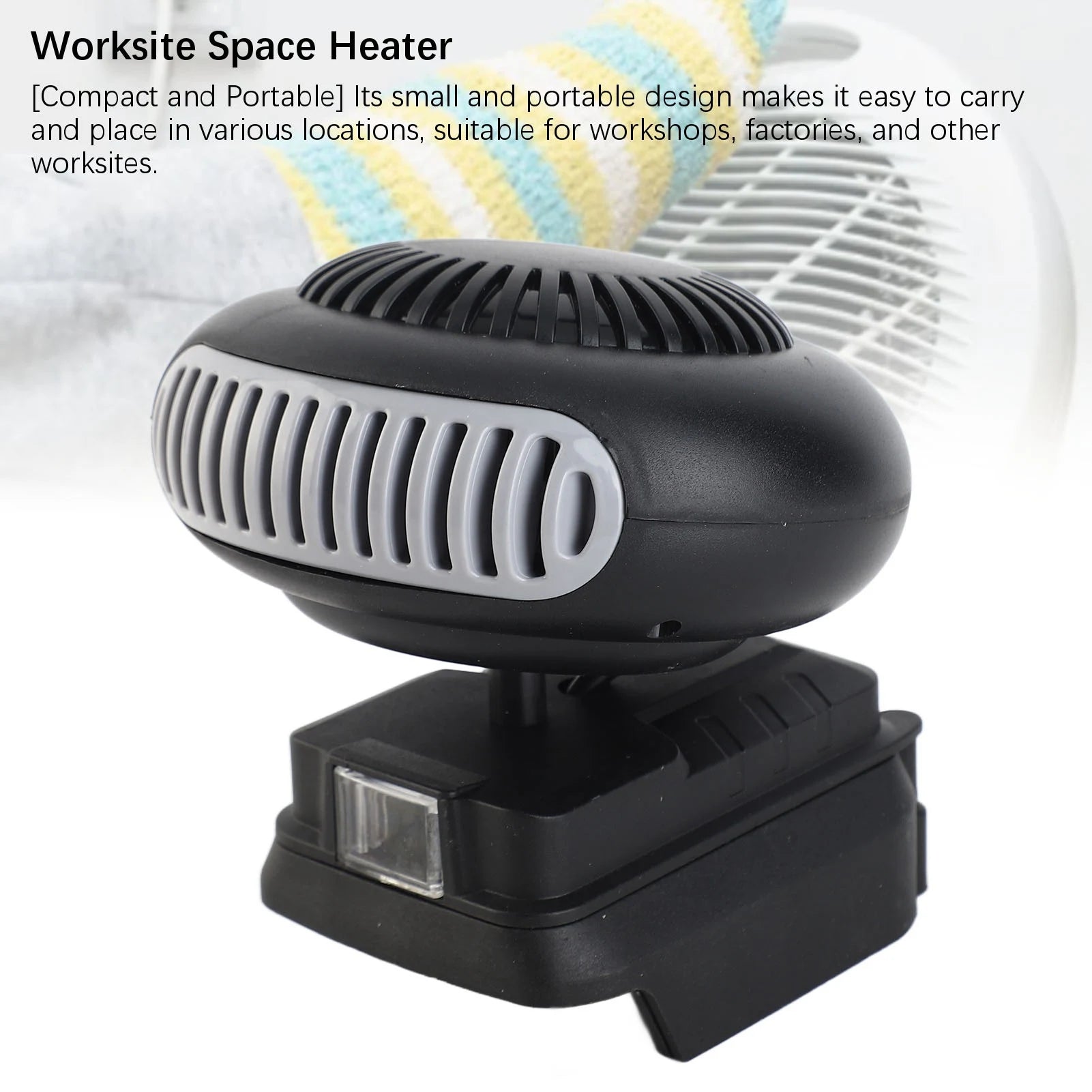Electric Heater Fan Electric Space Heater Portable 2 Gear 18V Battery Powered 170W for Workshop