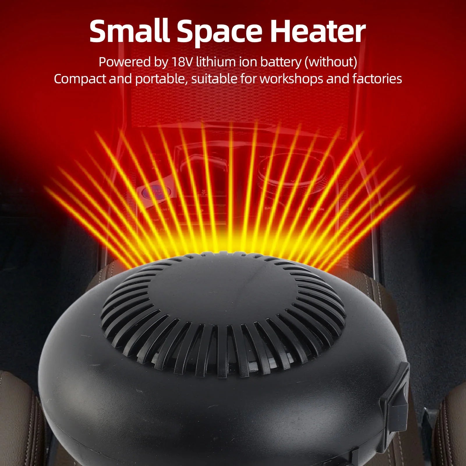 Electric Heater Fan Electric Space Heater Portable 2 Gear 18V Battery Powered 170W for Workshop