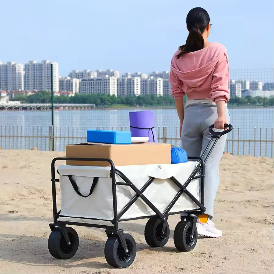 Heavy Duty Large Capacity Fold Wagon Collapsible Folding Utility Beach Trolley Portable Garden